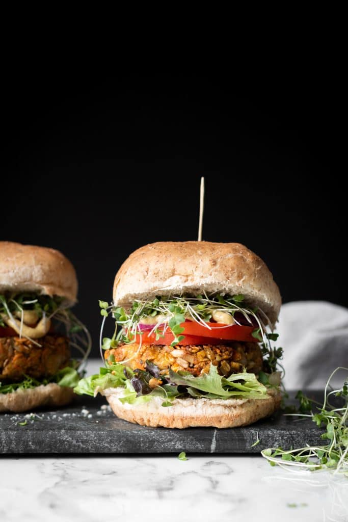 veggie burger from the side