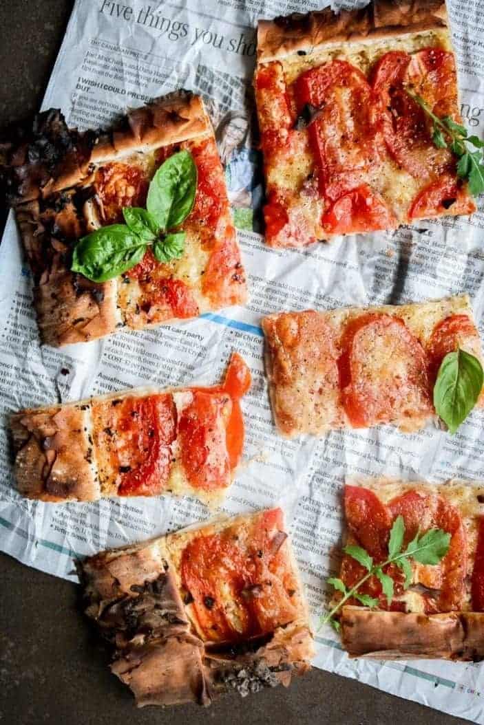 Slices of Julie-Ann's Tomato Tart seen from the top