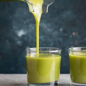 Hydrating Super Green Smoothie poured in a glass