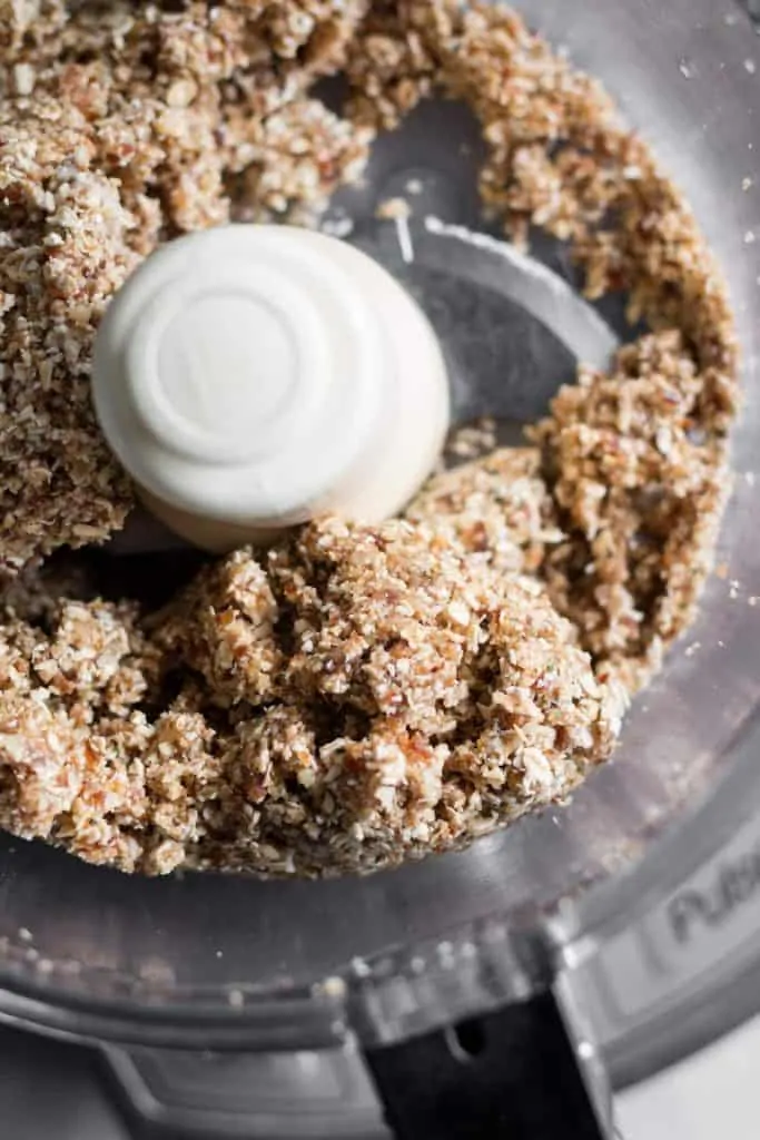 granola bar mixture in a food processor