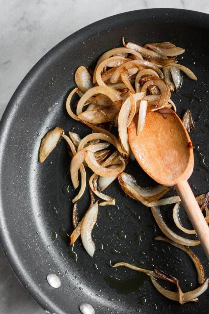 caramelized onions in a skillet