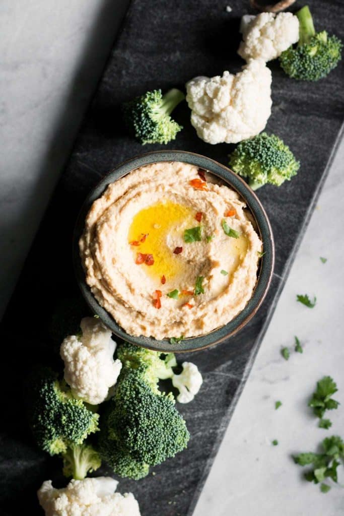 hummus with broccoli