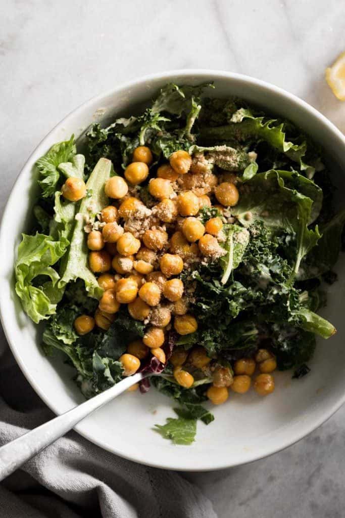 Salad in a bowl from the top