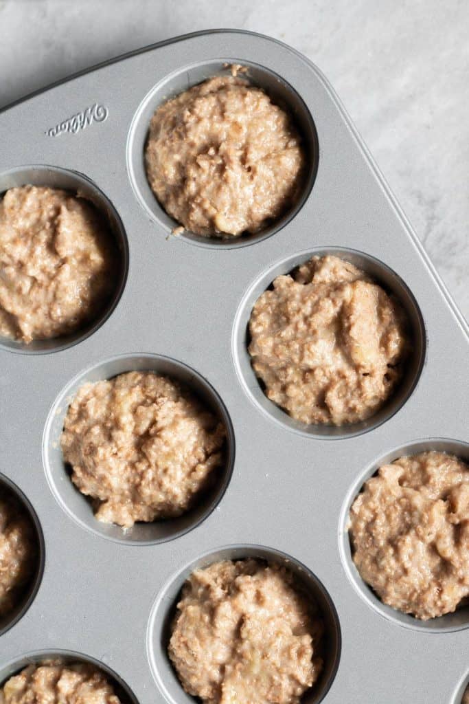 muffin mixture in pan