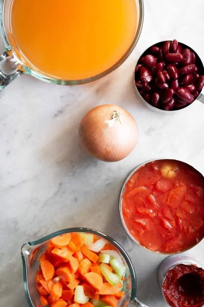 Soup ingredients from the top