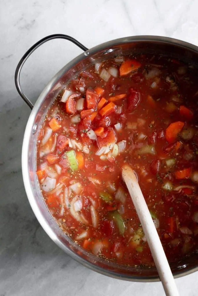 soup in a saucepan
