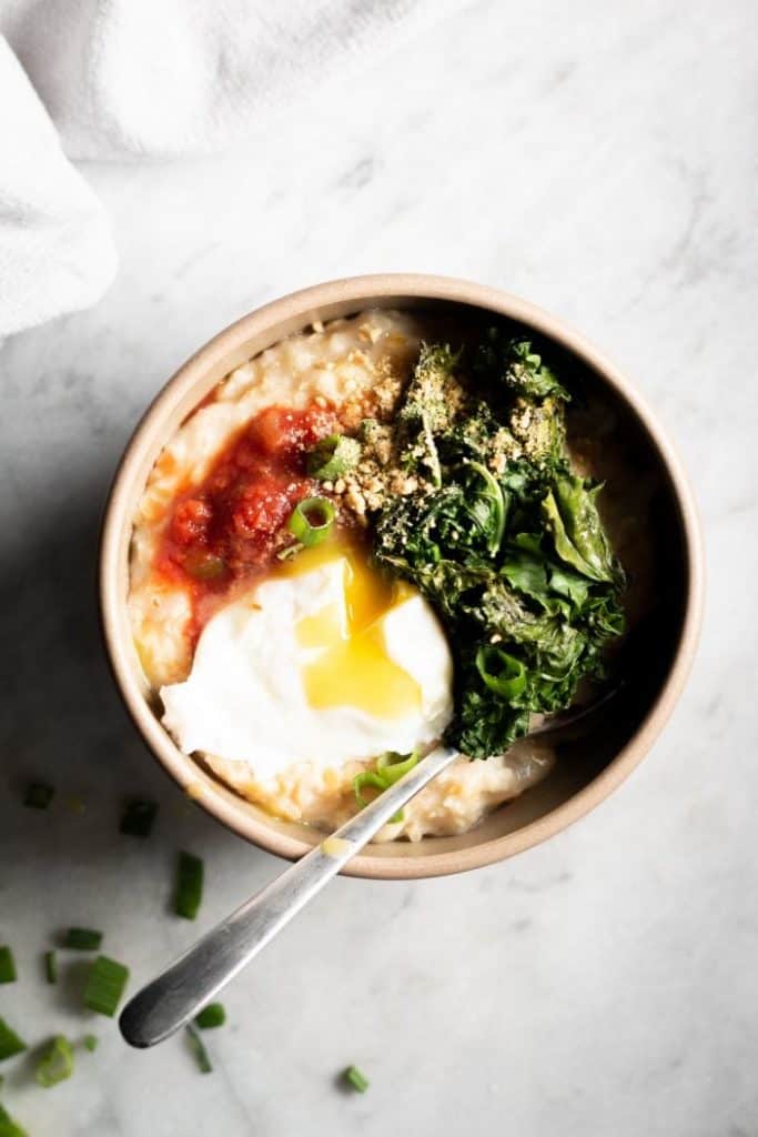 savory oatmeal in a bowl