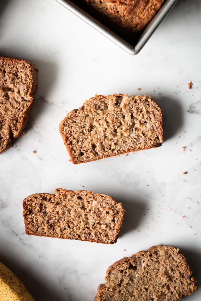 banana bread slices from the top