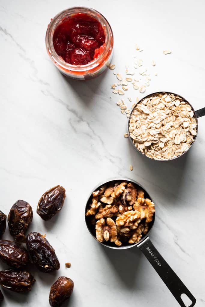 dates, walnuts, oats and jam