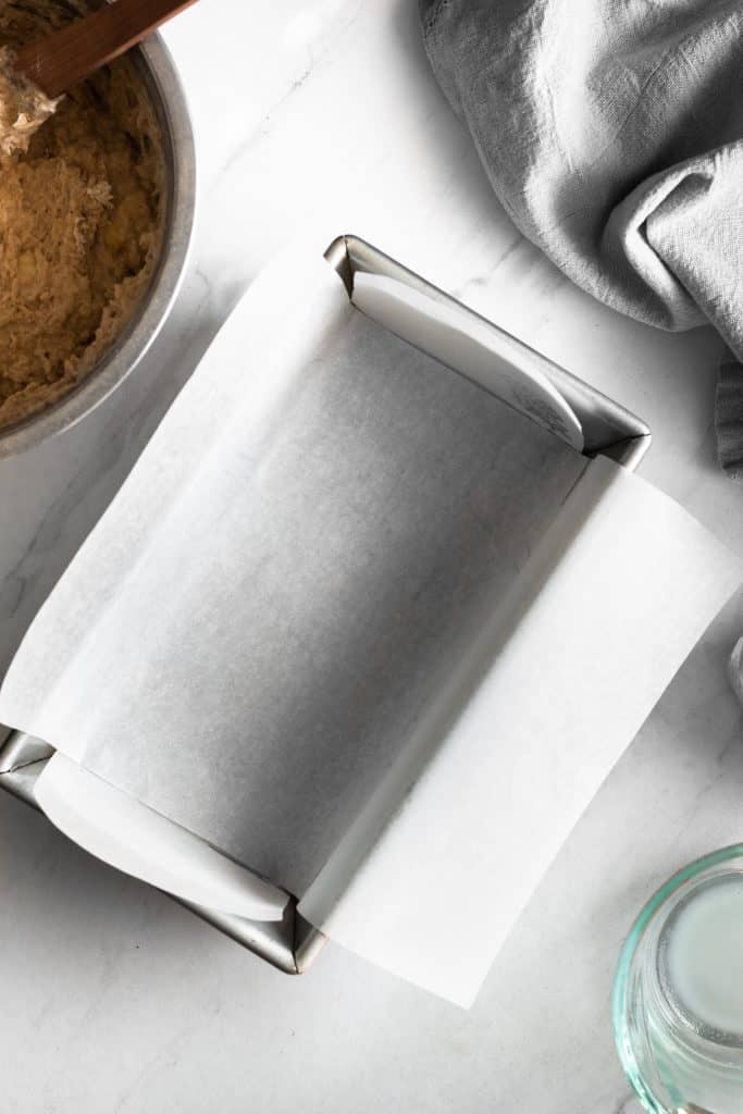 loaf pan with parchment paper