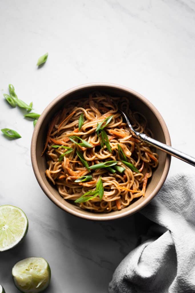 peanut ramen noodles in a bowl