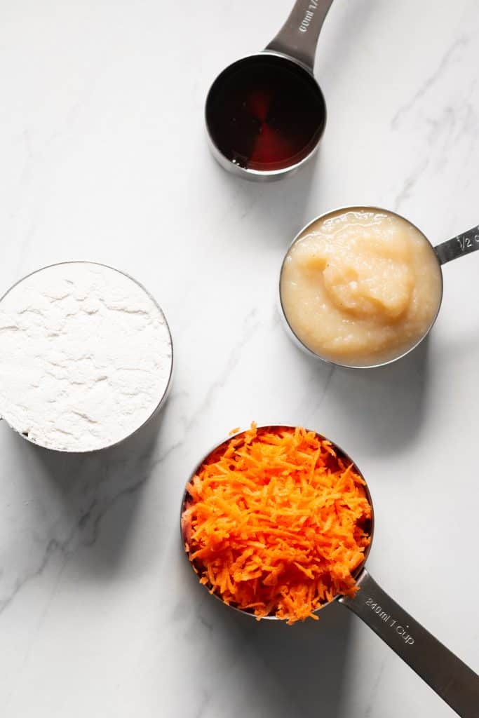 carrots, flour, applesauce and maple
