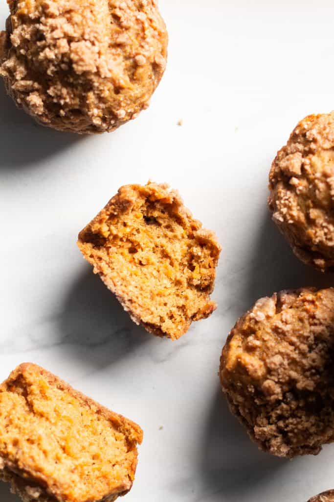 maple carrot muffin cut in half