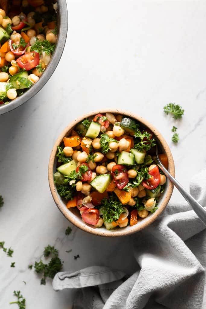chickpea salad in a bowl
