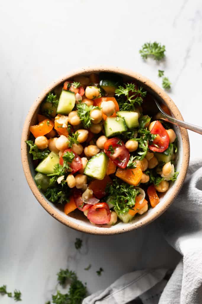 chickpea salad in a bowl