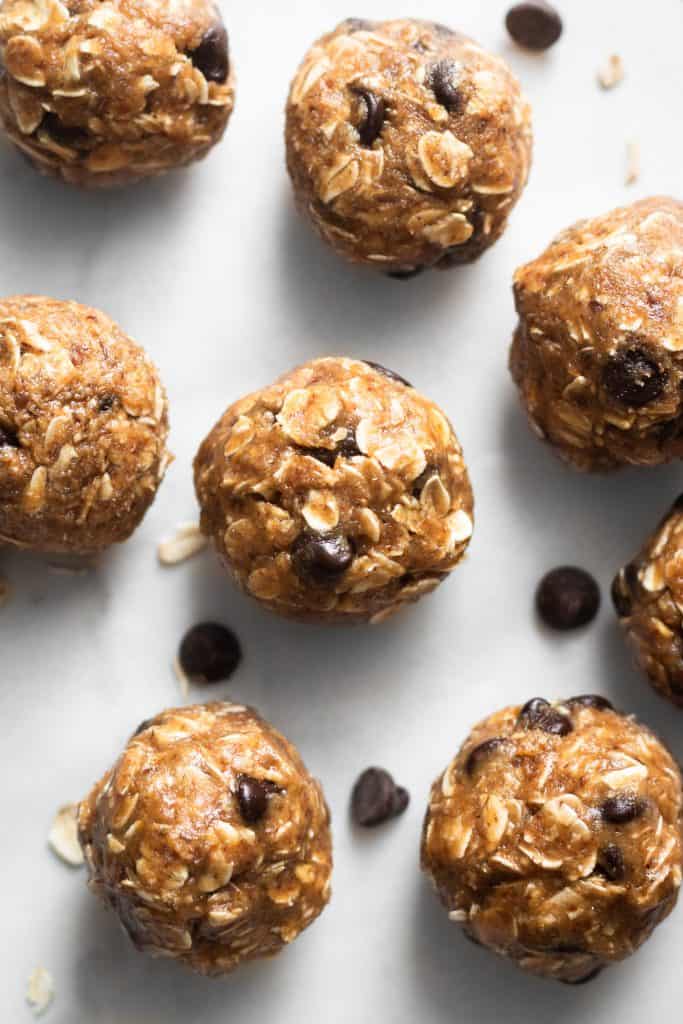 peanut butter energy bites from the top