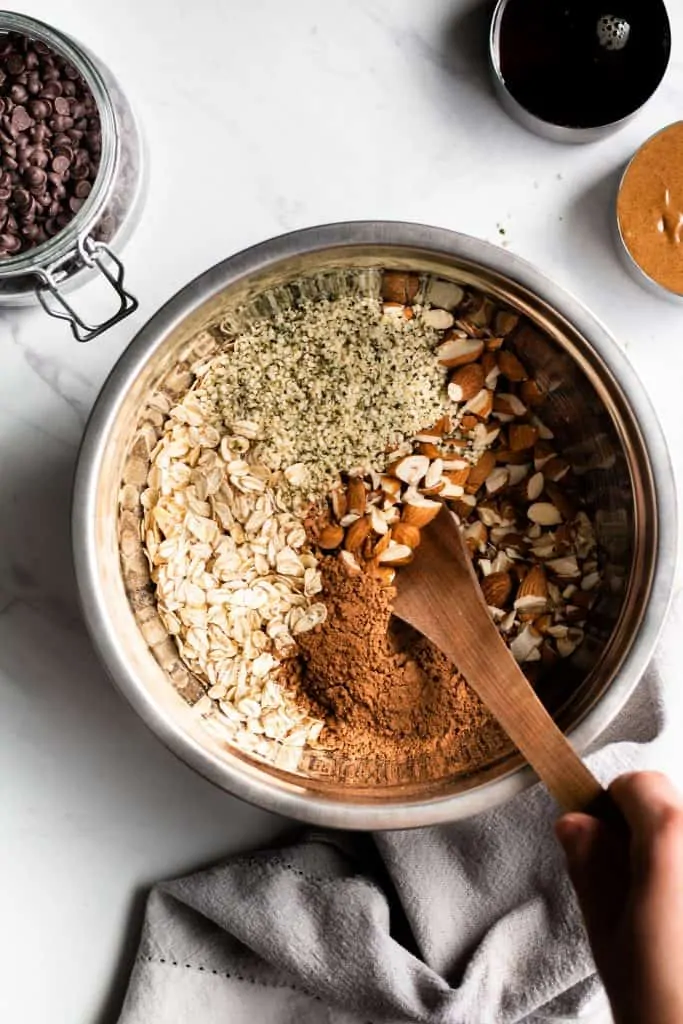 granola ingredients in a bowl