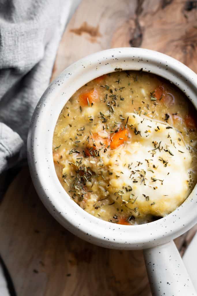 soup in a bowl from the top