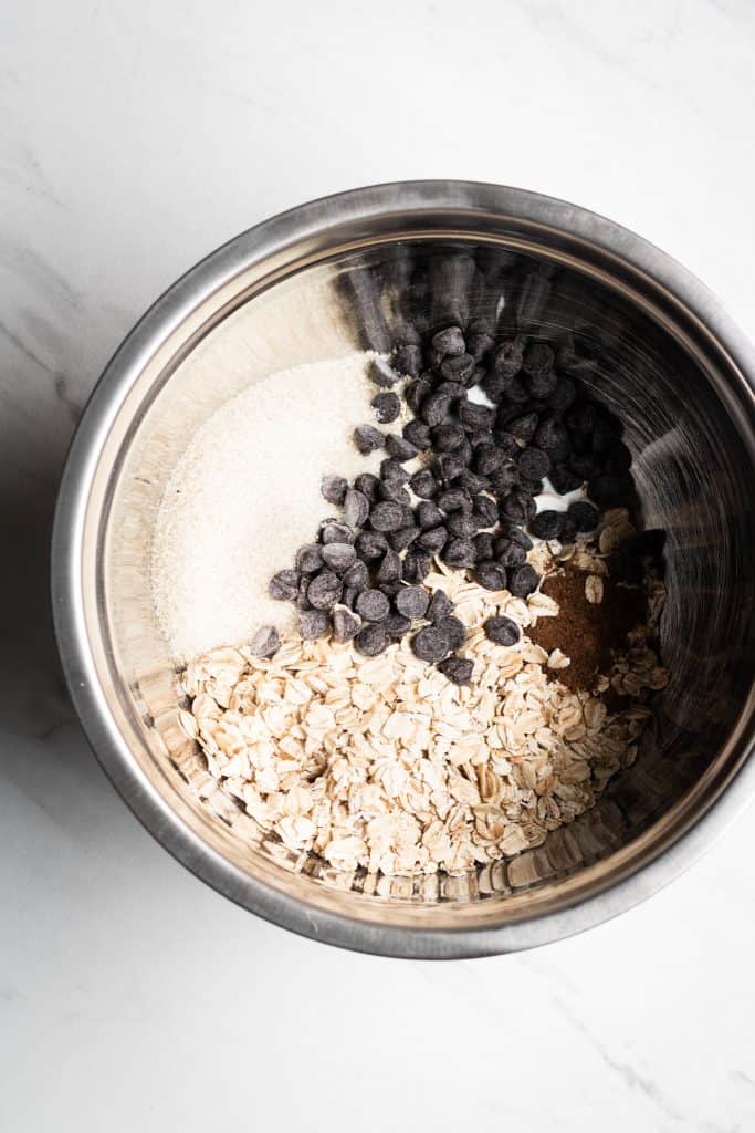 dry cookie ingredients in a bowl