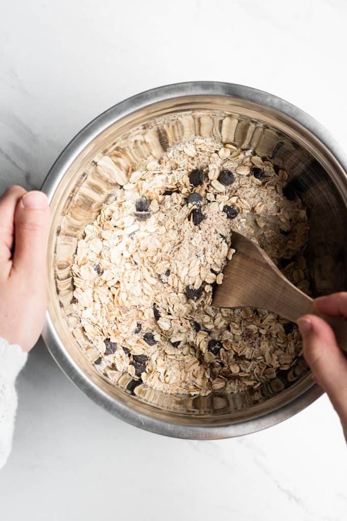 dry cookie ingredients in a bowl