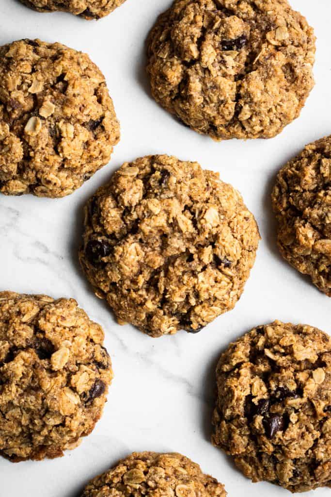 oatmeal pumpkin chocolate chip cookies from the top