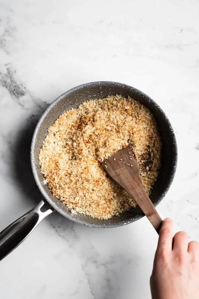 toasted breadcrumbs in a skillet