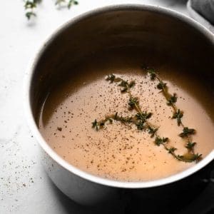 vegan gravy in a saucepan